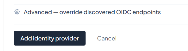 Add identity provider button