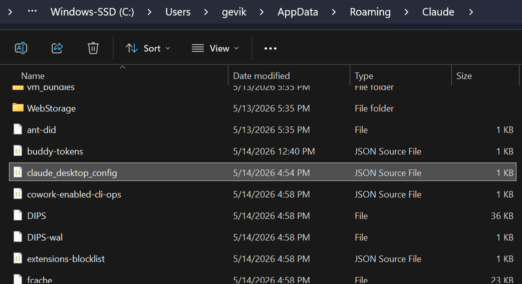 AppData/Claude folder