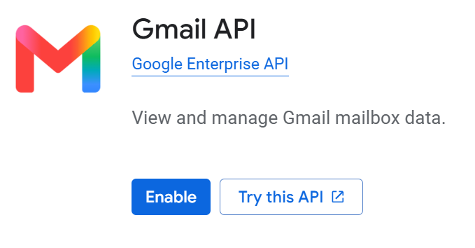 Gmail API Enable button
